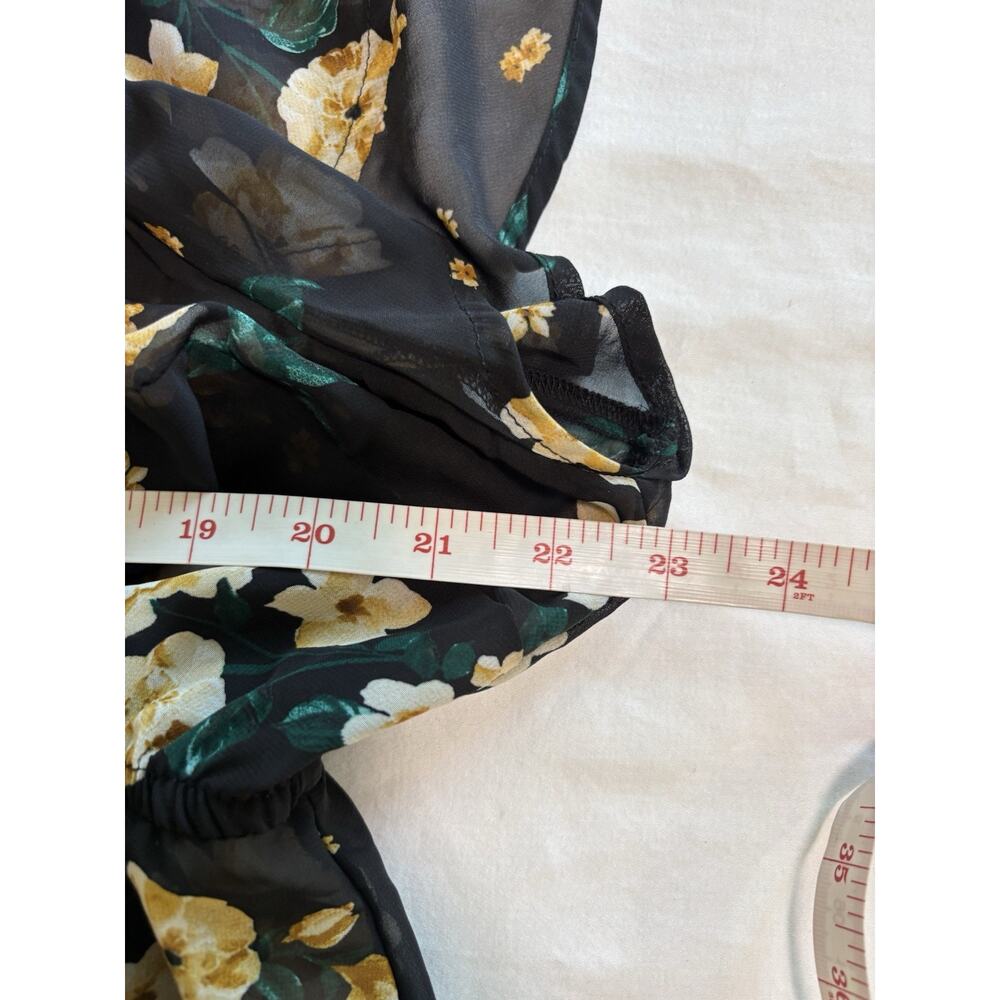 Torrid Black Floral Chiffon Overlay Mini Dress Smocked Neck Cottagecore Size 1X - Picture 7 of 8